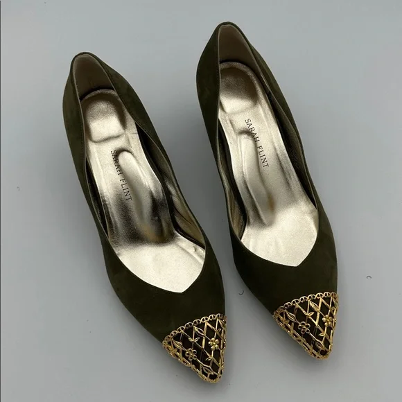 Sarah Flint limited edition Filigree pumps Sz39.5 Green Gold